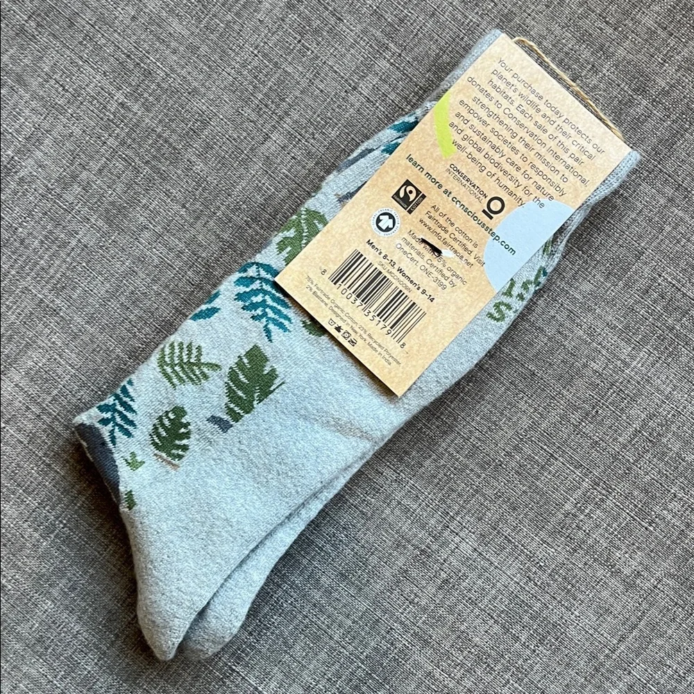 Conscious Step Organic Cotton Blend Sloth Socks NWT Adult